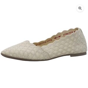 Skechers Women's Cleo-Honeycomb Ballet Flat, Natural, 9.5 W US